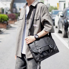 Vintage Waterproof Multi-Pocket Messenger Bag – Durable Nylon Crossbody Bag for Men