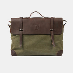 Messenger Bag for Men – Canvas Vintage Crossbody Handbag with Crazy Horse Leather, Casual Business Document Bag - VOTVO