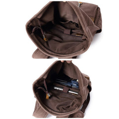 Unisex Canvas & Leather Hiking Travel Backpack – Durable Rucksack School Bag Daypack