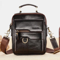 Lässige Vintage-Umhängetasche aus echtem Leder für Herren – Verstellbarer Riemen und mehrere Taschen