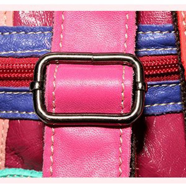 Women's Genuine Leather Splice Rivet Backpack - Stylish & Durable Shoulder Bag for School, Travel, & Daily Use - VOTVO