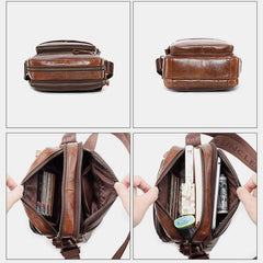 Vintage Oil-Tanned Leather Sling Bag for Men - Stylish Crossbody Shoulder Bag