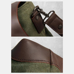 Messenger Bag for Men – Canvas Vintage Crossbody Handbag with Crazy Horse Leather, Casual Business Document Bag - VOTVO
