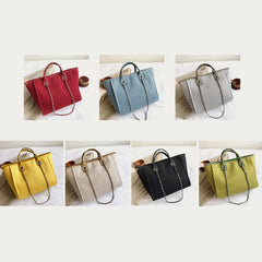 Crossbody Canvas Tote for Women – Chain Strap Bucket Bag