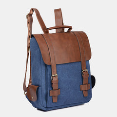 Vintage Leather Canvas Backpack for Men & Women – Travel Daypack, Unisex Rucksack