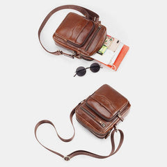 Vintage Oil-Tanned Leather Sling Bag for Men - Stylish Crossbody Shoulder Bag