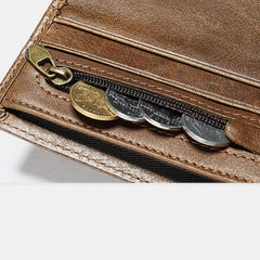 Retro Large Capacity RFID GenuineLeather Wallet