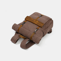 Unisex Canvas & Leather Hiking Travel Backpack – Durable Rucksack School Bag Daypack