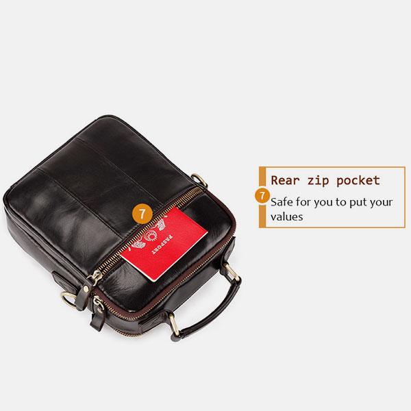 Borsa a tracolla casual vintage in vera pelle per uomo - Tracolla regolabile e tasche multiple