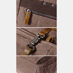 Unisex Canvas & Leather Hiking Travel Backpack – Durable Rucksack School Bag Daypack