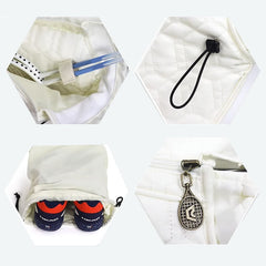 Women’s Nylon Racket Bag – White Outdoor Badminton Sports Shoulder Bag