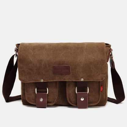 Bolso bandolera de lona para hombre: bandolera vintage multibolsillos