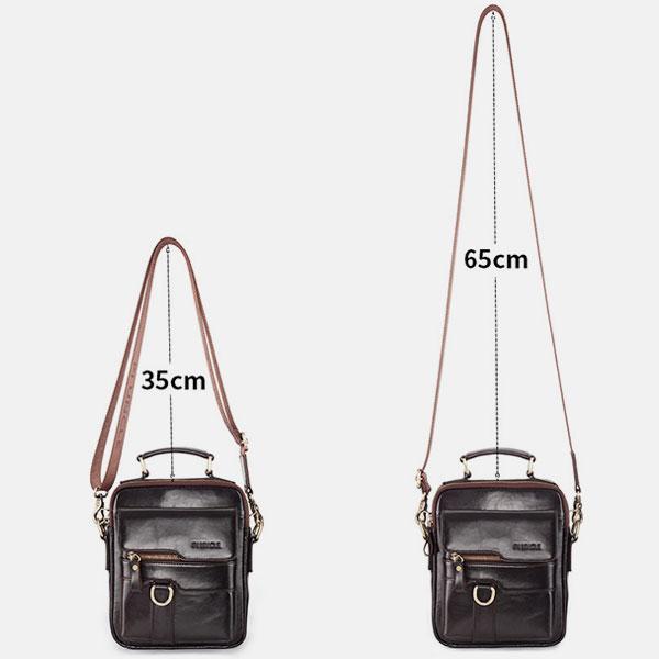 Borsa a tracolla casual vintage in vera pelle per uomo - Tracolla regolabile e tasche multiple