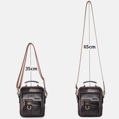 Borsa a tracolla casual vintage in vera pelle per uomo - Tracolla regolabile e tasche multiple