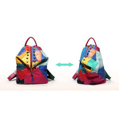 Women's Genuine Leather Splice Rivet Backpack - Stylish & Durable Shoulder Bag for School, Travel, & Daily Use - VOTVO