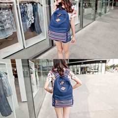 Bunter Streifen-Canvas-Rucksack für Damen – Sportlicher Studenten-Tagesrucksack