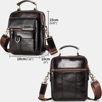 Borsa a tracolla casual vintage in vera pelle per uomo - Tracolla regolabile e tasche multiple