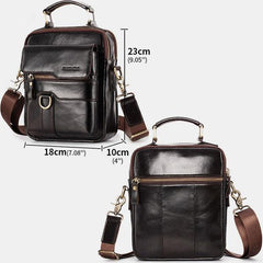 Lässige Vintage-Umhängetasche aus echtem Leder für Herren – Verstellbarer Riemen und mehrere Taschen