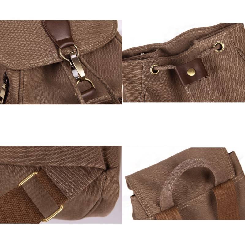 Vintage Canvas Backpack for Women & Girls – Drawstring Rucksack for School & Travel - VOTVO