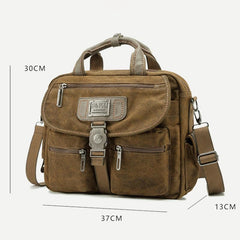Vintage Canvas Messenger Bag for Men – Large Capacity Briefcase with Adjustable Shoulder Strap
