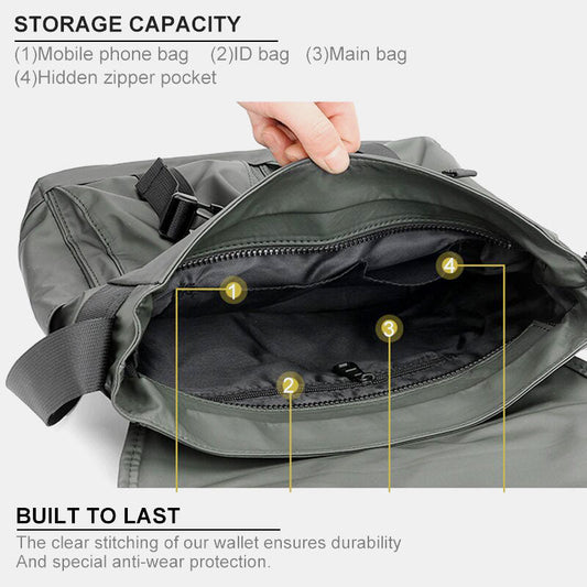 Vintage Waterproof Multi-Pocket Messenger Bag – Durable Nylon Crossbody Bag for Men