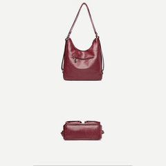 3-Way Use Backpack Multi-Pocket Leather Zip Crossbody Shoulder Bag