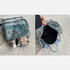 Oil Painting Canvas Backpack – Retro Houndstooth Large Student Daypack for Women, Stylish and Practica - VOTVO