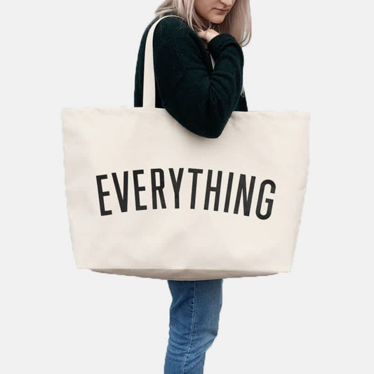 Everything Really Big Tote Handtasche – Wiederverwendbare, umweltfreundliche Canvas-Umhängetasche
