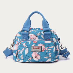 Nylon Crossbody Bag for Women - Colorful Flower Print Handbag with Adjustable Strap