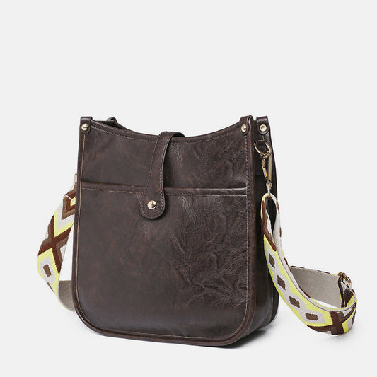 Vintage PU Leather Crossbody Bag for Women – Adjustable Shoulder Bag