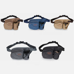 Small Waist Bag for Men – Outdoor Riding Canvas Sports Bag with Bottle Pocket