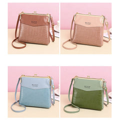 Women’s Leather Crossbody Handbag – Double Compartment Kiss Lock Shoulder Bag