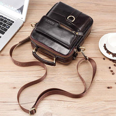 Lässige Vintage-Umhängetasche aus echtem Leder für Herren – Verstellbarer Riemen und mehrere Taschen