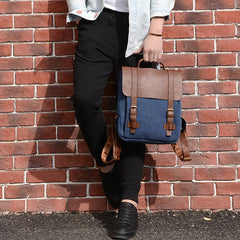 Vintage Leather Canvas Backpack for Men & Women – Travel Daypack, Unisex Rucksack