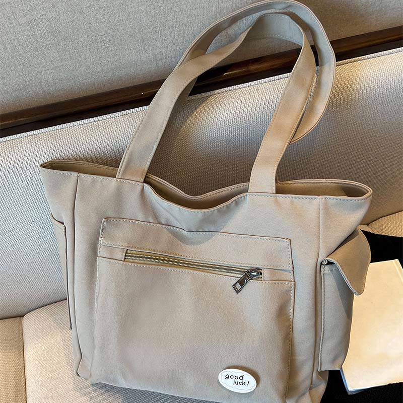 Tote Bag for Women – Plain Color with Badge Decor, Shoulder Bag - VOTVO