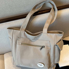 Tote Bag for Women – Plain Color with Badge Decor, Shoulder Bag - VOTVO