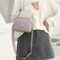 Small Nylon Crossbody Bag for Women – Triple Compartment Travel Purse