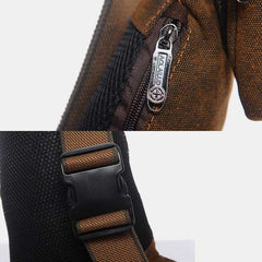 Vintage Canvas Sling Bag for Men - Black & Saddle Brown Crossbody Business Bag - VOTVO