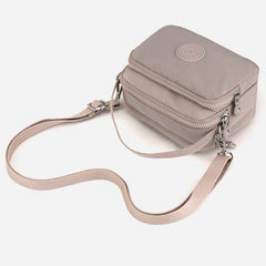 Small Nylon Crossbody Bag for Women – Triple Compartment Travel Purse