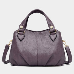 Women's Triple Compartment Satchel Leather Top-Handle Purse – Crossbody Handbag with Adjustable Strap