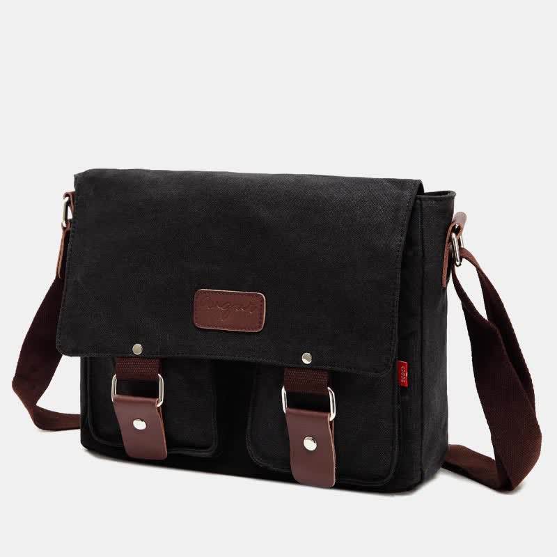 Bolso bandolera de lona para hombre: bandolera vintage multibolsillos