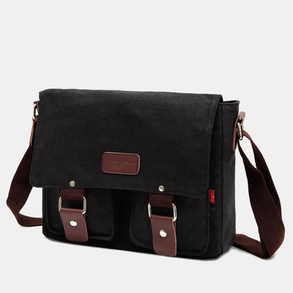 Bolso bandolera de lona para hombre: bandolera vintage multibolsillos