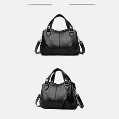 Women's Triple Compartment Satchel Leather Top-Handle Purse – Crossbody Handbag with Adjustable Strap