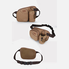 Small Waist Bag for Men – Outdoor Riding Canvas Sports Bag with Bottle Pocket