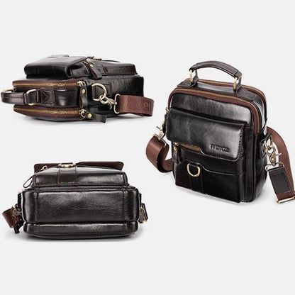 Borsa a tracolla casual vintage in vera pelle per uomo - Tracolla regolabile e tasche multiple