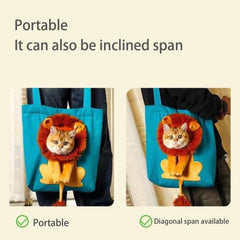 Pet Carrier for Small Animals - Travel Canvas Shoulder Bag with Cute Lion Design - VOTVO