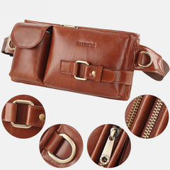 Vintage Multi-Carry Genuine Leather Sling Bag – Versatile Crossbody, Waist, and Sling Bag for Men and Women