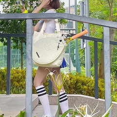 Women’s Nylon Racket Bag – White Outdoor Badminton Sports Shoulder Bag